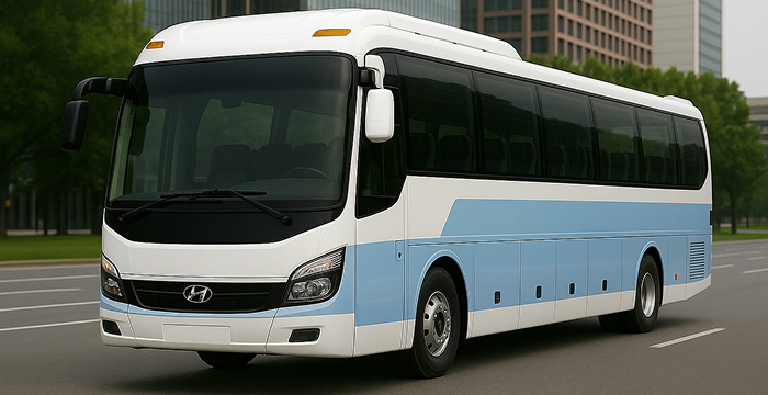합리적인 단체 이동을 위한 35인승 중대형 버스 외관